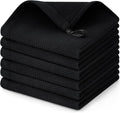 Homaxy 100% Cotton Waffle Weave Dish Cloths, 6 Pack, Black | Soft and Absorbent Dish Towels, 12 x 12 Inches Quick Dry Dish Rags