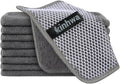 Dish Cloths for Washing Dishes with Scrub Side, Microfiber Dish Rags | Dual-sided microfiber dish cloths with scrubber for stuck-on food, quick dry kitchen washcloths 9 Pack, 7" x 7 Inch Gray