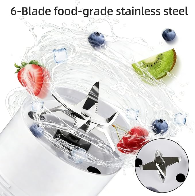 Portable Blender, Cordless, 24oz Personal Blender for Smoothies and Shakes – BPA-Free, USB-C Rechargeable, Dishwasher-Safe Parts, Leak-Proof Lid & Small Clear Cup Included, Holiday Gift Idea