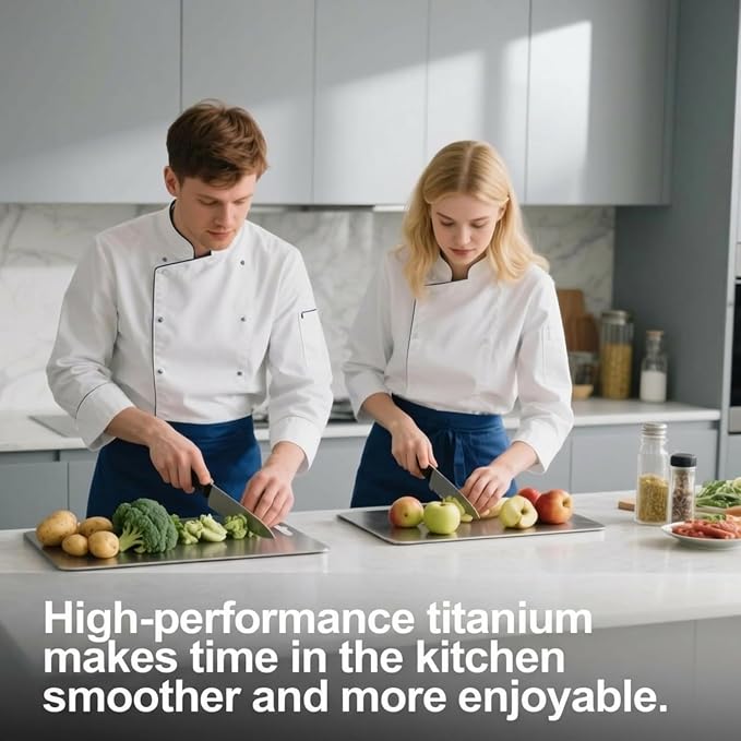 Titanium Cutting Board - 100% Pure Titanium Cutting Boards, Food-Grade, Non-Slip Surface, Dishwasher Safe, for Elegant Serving Tray for Kitchen, Charcuterie, Meat, Vegetables, Easy Clean, 9.5"x5.9"