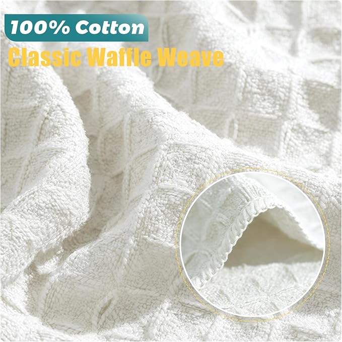 Kitchen Towels 6-Pack Cotton Waffle Weave Dish Cloths 12 x 12 Cleaning Rags