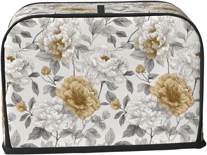 2 Slice Toaster Cover Rustic Flower Peony Floral Dust Proof Washable Kitchen Appliance Cover with Pocket, Oxford Fabric Countertop Toaster Protector for Standard Toasters Small Appliances