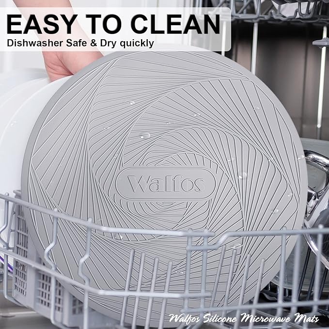 Walfos 12-Inch Silicone Microwave Mat & Pot Holders, Non-Slip Heat Resistant for Oven, Hot Pot, Bowl