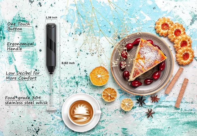 Milk Frother Handheld, Coffee Frother Wand, Mini Drink Mixer Wand | Electric whisk frother for protein powder; coffee mixer wand; hand frother; coffee frother handheld; coffee whisk frother