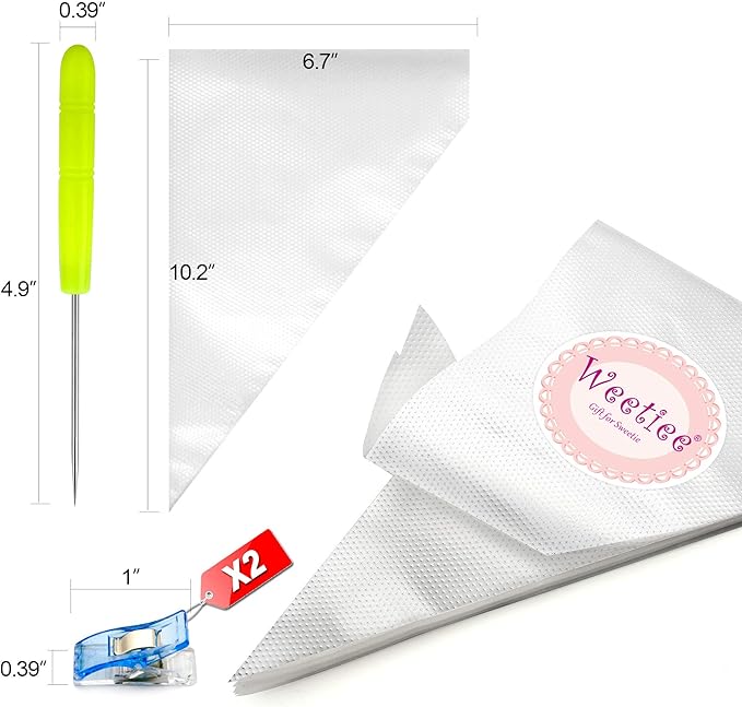 Tipless Piping Bags - 100pcs 12-Inch Disposable Piping Pastry Bag for Royal Icing/Cookies Decorating - Best Frosting Icing Bags Cookie/Cake Decorating Tools - Bonus 2 Clips &1 Scriber Needle