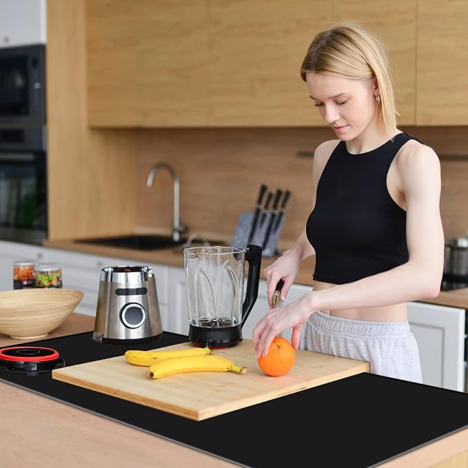 Silicone Protector Mat 47x24 Inch,Black | 1.3mm silicone mat, heat resistant, non-slip & waterproof. Ideal for baking, painting, resin, welding and table protection.