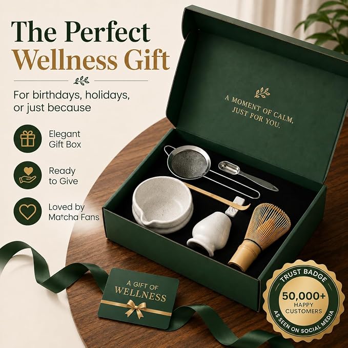 BARISTA EMPEROR® MATCHA WHISK SET PREMIUM 11pcs - Professional Matcha Kit Set with Matcha Bowl, Matcha Whisk, Milk Frother, Spoon, Sifter, Scoop, Stand, Cup, Tea Mat, Cloth - Matcha Bowl Set