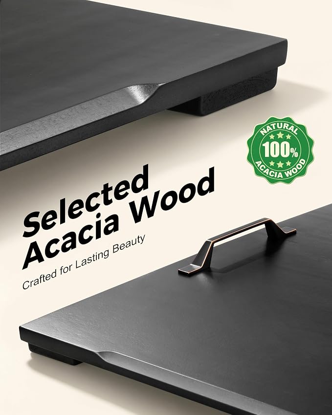 Gaialoop Noodle Board Stove Cover for Gas Stove with Handles, Black Acacia | Black Acacia wood stovetop cover adds counter space, hides stains, elevates your kitchen, and protects most 30" gas stoves