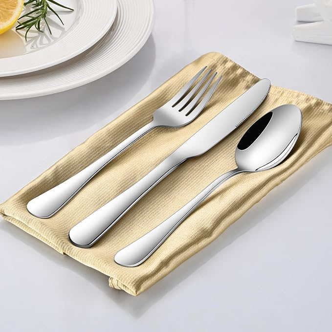 DEHOV 30 Pieces Silverware Set, Premium Stainless Steel Flatware Set Service for 6, Mirror Polished Tableware Cutlery Set for Home Kitchen, Restaurant, Hotel