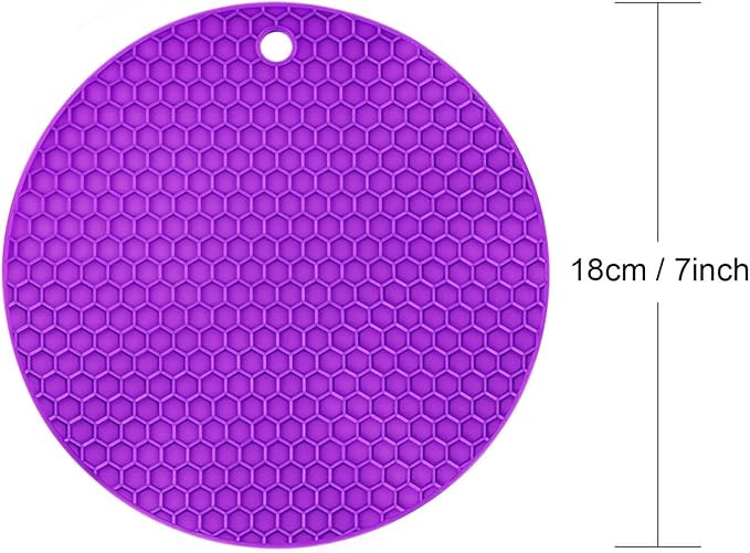 Boao 6 Pack Silicone Trivets Mat, Hot Pad Mat, Pot Holder, Silicone Hot Pad for Kitchen Counter (Black,Yellow,Purple,Green,Red,Blue)