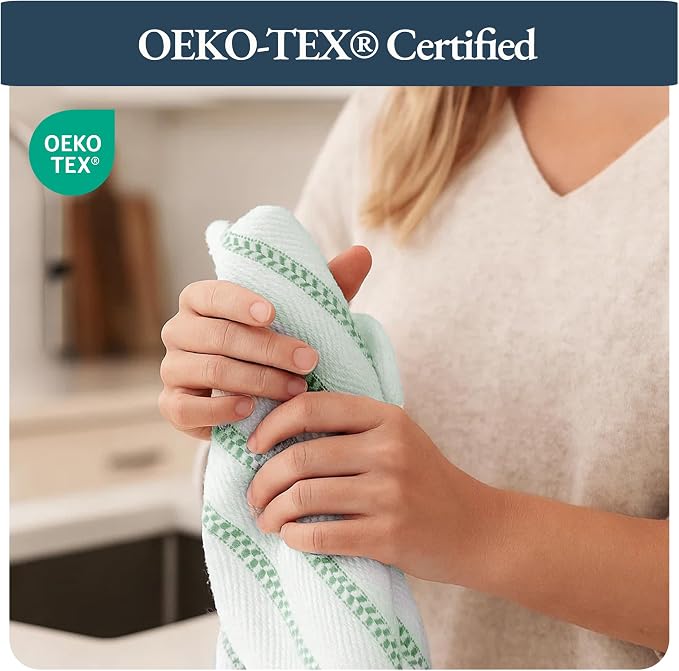 LANE LINEN Kitchen Towel Sets - 6 Pack Cotton Dish Towels for Drying Dishes, 18”x 28”, Hand Towel, Absorbent Tea Towels, Quick Drying Kitchen Towel Set - Christmas Green