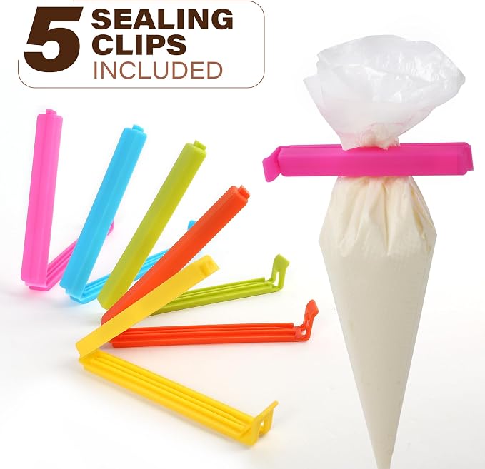 LotFancy 250pcs 12 Inch Piping Bags, Disposable Pastry Bags with 5 Clips | Anti-Burst & Non-Slip Icing Bags, Frosting Bags for Dessert, Pastry, Cookies, Cupcake Decorating