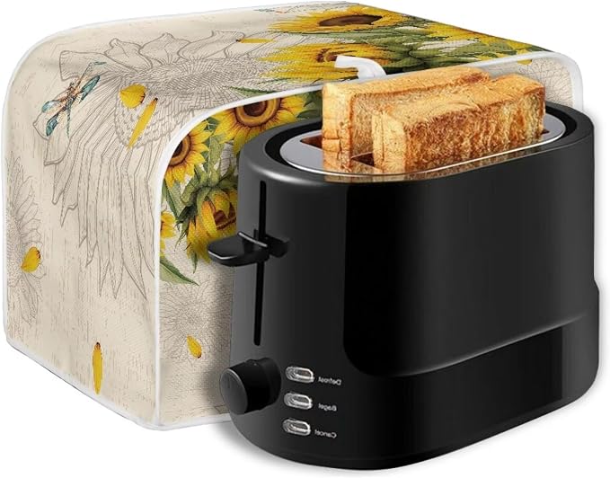 Dragonfly Sunflower Print Toaster Cover - Dustproof & Waterproof 2 Slice Small Appliance Cover
