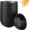 Quatish 10 PCS Unbreakable Cereal Bowls,Dishwasher & Microwave Safe Wheat Straw Bowls, Easy-to-Clean Lightweight Desserts & Soup Bowl, Portable for Picnics ，Snack Plastic Bowls Set,Black