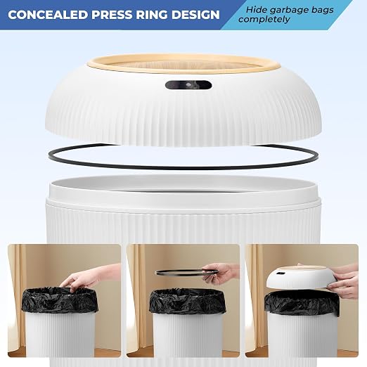 Pukomc Smart Sensor Wastebasket, Convenient and Hygienic Easy to Use | Technology Sensor Waterproof Wastebasket Plastic Trash Can for Kitchen, Bathroom, Bedroom, Living Room, Office and Outdoor