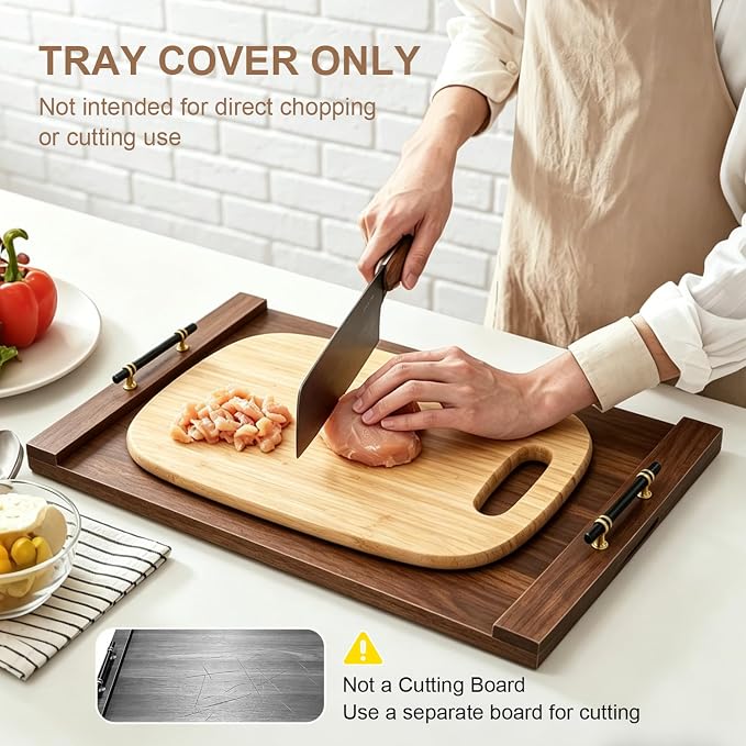 Noodle Board Stove Cover w/Handles, for Gas & Electric Stoves | Expands counter space, multi-use sink cover & tray, farmhouse decor, anti-crack build, for home kitchens & RVs