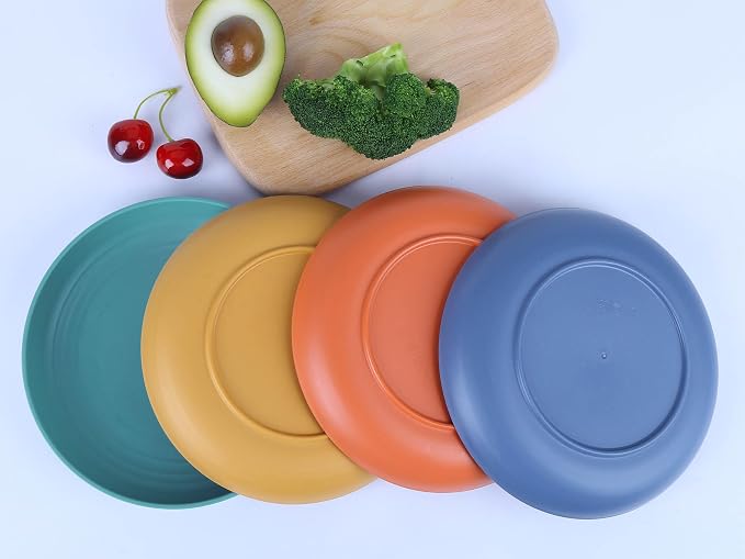 7.8 Inches Unbreakable Wheat Straw Plates - Reusable Plate Dinner Set - Dishwasher & Microwave Safe - Healthy, BPA Free & Eco-Friendly (7.8 Inches/6 Color_H)