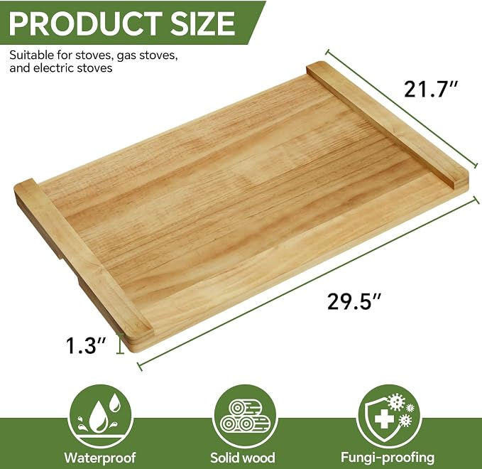 Noodle Board Stove Cover, Stove Top Covers for Electric 30"L X 22"W, Stove Top Covers for Gas Burners, Sink Cover for Counter Space, Durable Easy Clean Countertops, Farmhouse Decor Tray