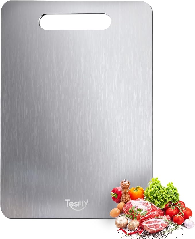 New Titanium Cutting Board - 100% Pure Titanium Cutting Boards For Kitchen,Easy to clean, Double-sided food-grade Cutting Board For Cutting Meats, Fruits And Vegetables,17.81 * 11.93）