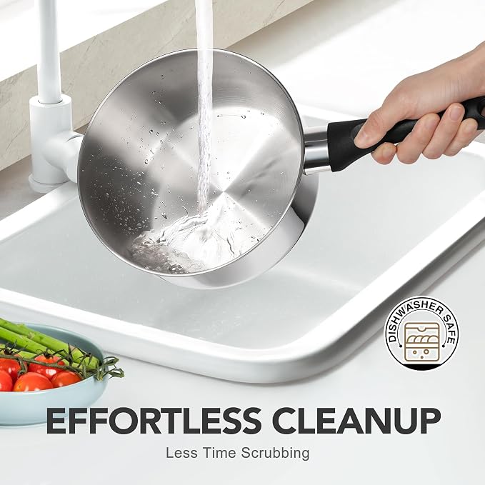 MICHELANGELO Stainless Steel Pots with Lids, Triply Base for Induction | Lightweight Cooking Pot Set, Sauce Pans with Cool-Touch Bakelite Handle, Induction Compatible Saucepan, 1 + 2 + 3QT
