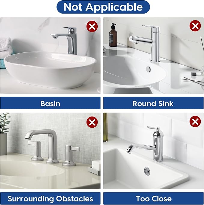 24-Inch Silicone Faucet Mat for Kitchen Sink Splash Guard, 7° Slope | 24"x5.5" water draining mat with fasten button; 1.6-2.75" customizable hole for bathroom, RV & kitchen sink drip catcher.