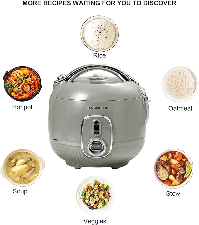 Durable Rice Cooker Small 3-Cup (Uncooked)/6-Cup (Cooked) for 1-3 People, 1.6L Non-stick Mini Rice Cooker, Perfect for White/Brown Rice, Porridge, Soup, and Hot Pot, Auto Keep Warm 12 hours(Sage Green)