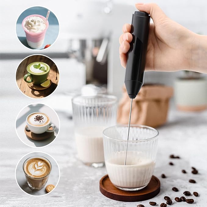 Milk Frother Handheld with Cover- 15-Second Silent Drink Mixer Wand | Travel Frother with ABS Sleeve, No Charging Required for Coffee, Matcha & Shakes