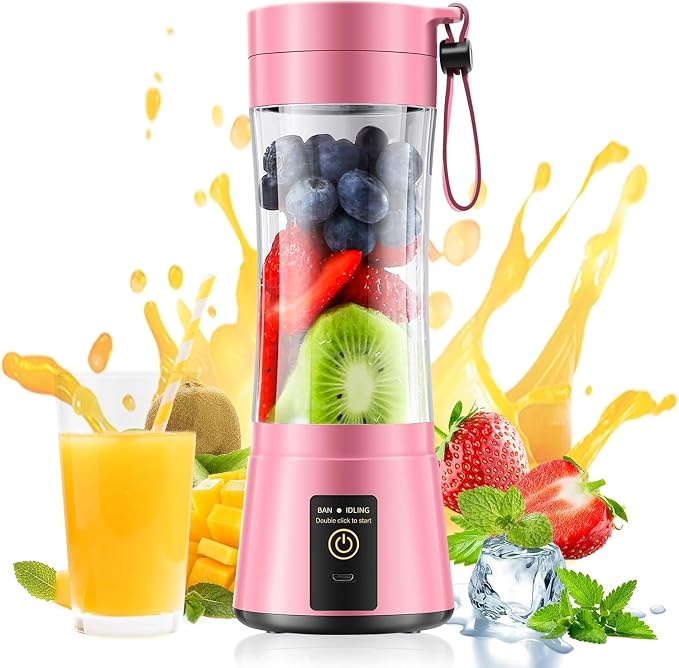 Portable Personal Size Mini Blender - Small Blender Make Smoothies & Shakes | Small Blender with 6 Stainless Steel Blades, BAP-Free, Easy Clean, Powerful Blending Freshly Squeezed in Sports/Office/Gym
