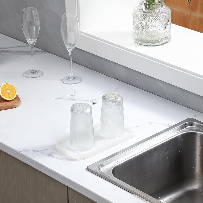 MicoYang Silicone Kitchen Sink Organizer Tray for Multiple Usage,Easy Clean Sponges Holder for Kitchen Bathroom Counter or Sink,Dish Soap Dispenser,Scrubber,Bottle,Cup Translucent 10”x 5.3”