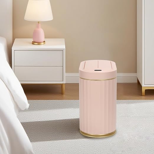 SYNCVIBE Bathroom Sensor Trash Can, 2 Gallon, Butterfly Lid, Pink | Automatic Garbage Can, Waterproof Slim Trash Bin, Under-Counter IPX5 Wastebasket for Dorm, Kitchen, Bedroom and Living Room