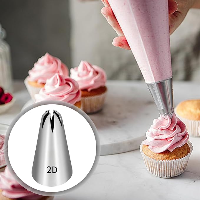 5 Pcs 2D Piping Tip,Stainless Steel | For Cookie And Cake Decorating, DIY Cream.