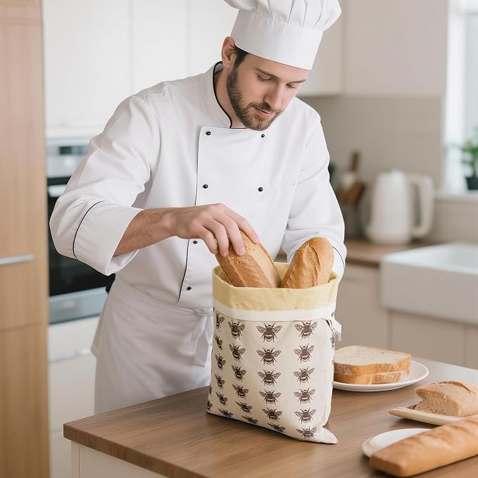 Reusable Beeswax Bread Bags for Homemade Bread & Sourdough, 2-Pack XL Airtight Food Storage Bags, Organic Cotton Linen Covers - Freezer-Friendly Freshness Preservation Keeps Fresh Longer