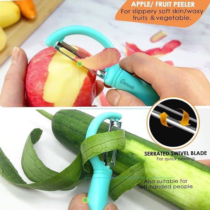 GANNK Vegetable Potato Peelers for Kitchen, Y Peeler for Apple Fruit Carrot Zucchini Cucumber Potatoes, Good Grip Veggie Peeler Makes Peeling Very Easy