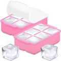 KitchFort® Large Silicone Ice Cube Tray (2-Pack) - 2" Big Ice Mold with Lid | Easy Release, Cocktail, Whiskey Ice Cubes Mold - Food Grade - Ice Cube Trays for Freezer - Stackable Silicone Ice Tray