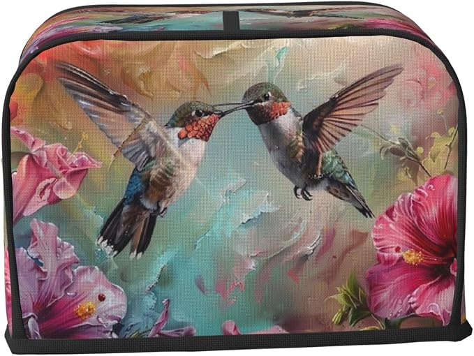 Toaster Cover 2 Slice with Hummingbird Pattern Dustproof Bread Maker Cover Fingerprint Bakeware Protection Wide Slot Toaster Bag Reusable Kitchen Small Appliance Cover