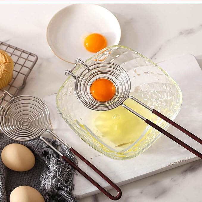 Egg White Separator, Egg Yolk White Separator, Stainless Steel Egg Separator Spiral Yolk Separator, Egg Divider Kitchen Tool for Baking Cake, Kitchen Gadget Cooking/Baker Tool (Brown)
