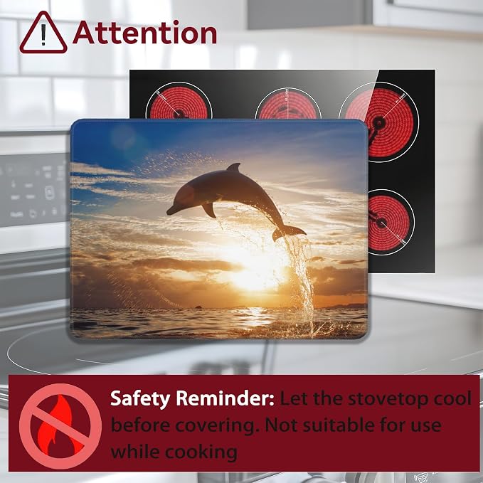 Shark Ocean Stove Top,Ceramic Cover Glass Cooktop Heat Resistant Stove Top Covers Mat Prevents Scratching Stoves/Counter/Washer Protector,28x20 in