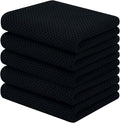 Homaxy 100% Cotton Waffle Weave Kitchen Towels, 5-Pack, Black | 13 x 28 Inches, Ultra Soft Absorbent Dish Towels, Quick Drying Cleaning Towels