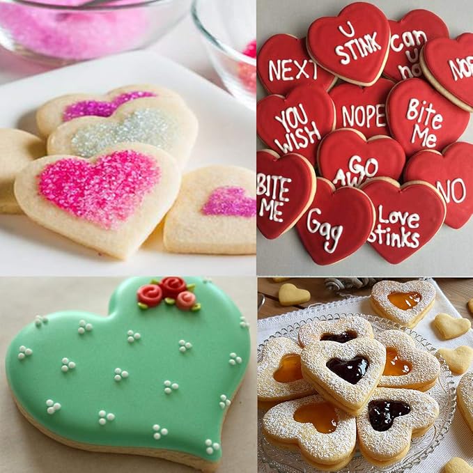 Love Heart Cookie Cutter Set Pack of 5 Valentines Day Heart Biscuit Cutter for Sandwiches, Pastries, Fruit and Cakes Birthday, Wedding Baking Tools