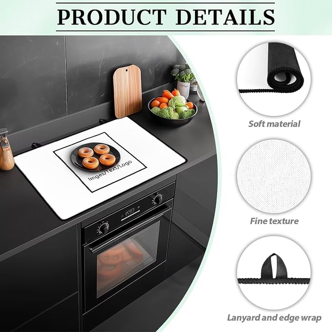 Personalized Stove Top Cover for Electric Stove, Induction Silicone Cooktop Mat, Customized Electric Stove Top Protector Mat Design Your Own Cover Gifts for Home Decor