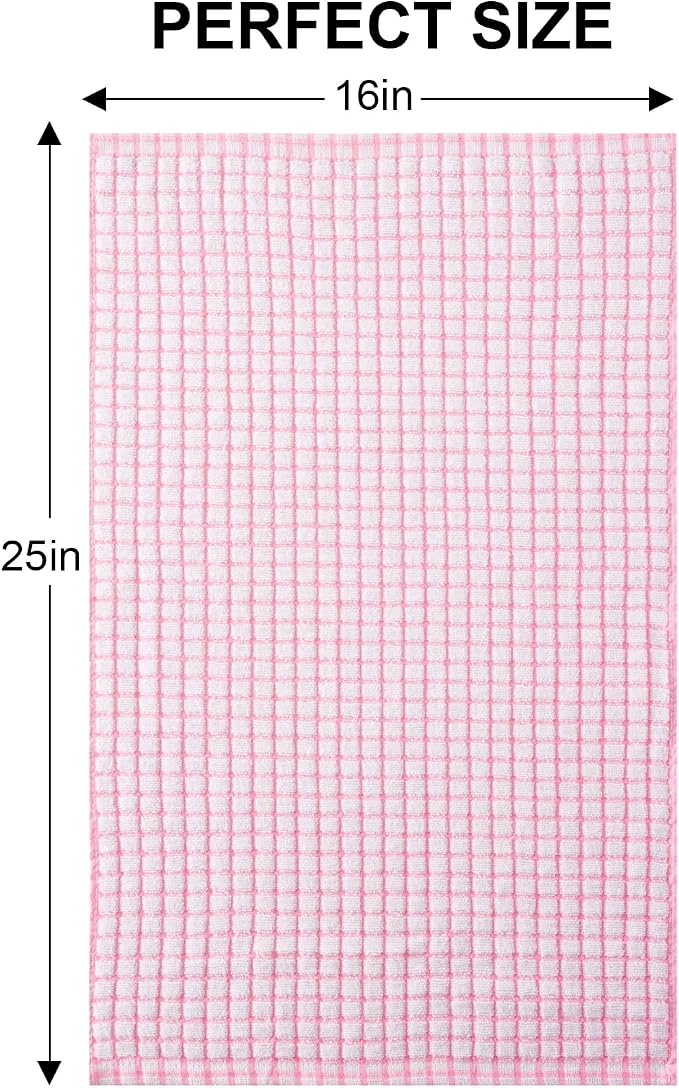 Kitinjoy Cotton 8 Pack Terry Kitchen Towels, Pink | 16 x 25 Inches Super Soft and Absorbent Dish Towels, Quick Drying hand towels for kitchen Drying