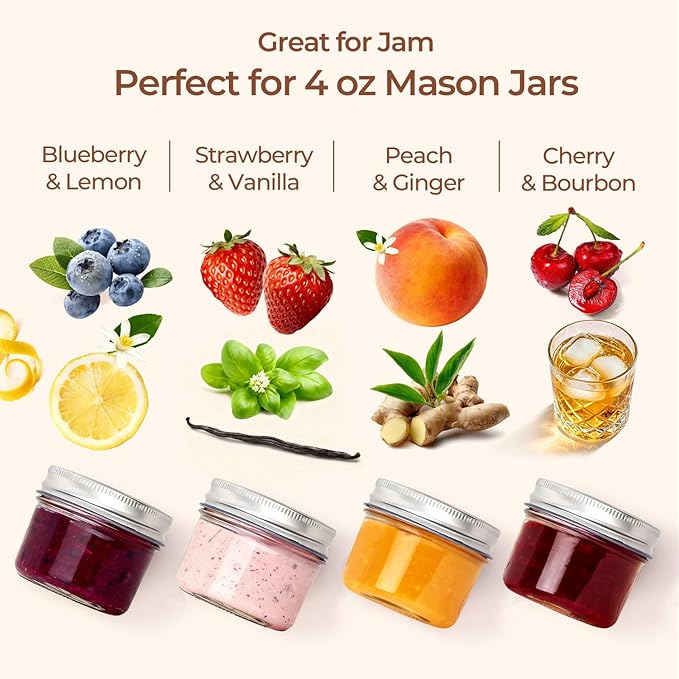 ComSaf Mini Mason Jars 4 oz, 8 Pack Regular Mouth Glass Jars with Lids | BPA-Free Materials, Spice Rack, Small Jam, Honey Samples, Wedding Favors, DIY Candles, Labels and Twine