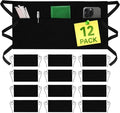 Server Aprons with 3 Pockets - Waist Apron, Waitress Apron for Women and Man, Water Resistant with Long Waist Strap Reinforced Seams, Half Apron (12 Pack - Black)