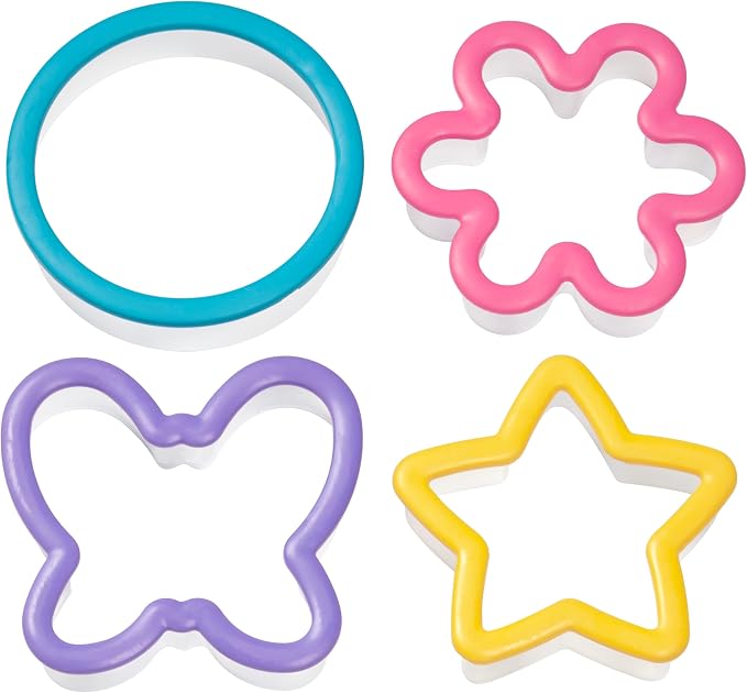 Wilton Comfort Grip Cookie Cutter Set, Assorted, 4-Piece | 4-Piece Comfort-Grip Cookie Cutter Set with Cushioned Handle for Easy Cutting Through Rolled Dough, Fondant & Clay