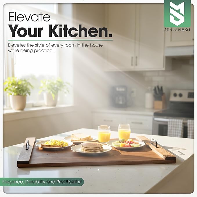 Electric & Gas Stove Top Cover Noodle Board – Large Pine Stovetop Cover & Decorative Tray with Handles – Multi-Functional Kitchen Cutting Board & Modern Home Accessories 30.3"x21.7" (1 Pc)