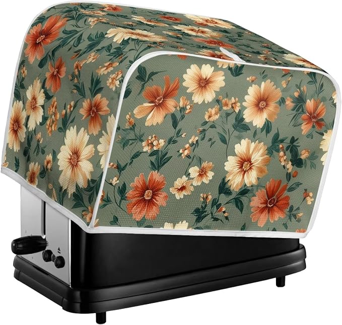 Hippie Flower Print Toaster 2 Slice Cover Dust-proof & Anti Fingerprint Bread Maker Machine Covers Lightweight Small Kitchen Appliance Covers