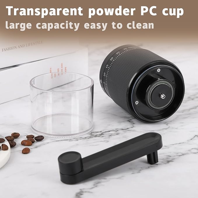 Manual Coffee Grinder with Ceramic Conical Burr, Adjustable Coarseness, 30g Capacity Hand Coffee Grinder for Espresso, French Press, Pour Over, Detachable Handle, Travel & Camping
