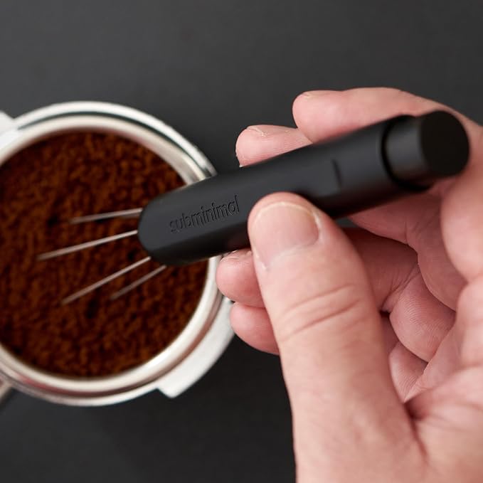 Subminimal Flick WDT Espresso Distribution Tool - Retractable Needle Tamper | Barista stirrer tool, coffee & espresso machine parts, includes two sets of replacement needles and base, magnetic release