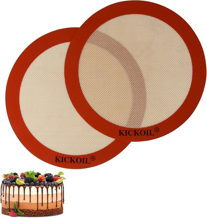 Round Silicone Baking Mats Set of 2,Silicone Mat for 9 Inch Cake Pan Pizza Pan,Non-Stick Reusable Heat Resistant Baking Sheets Liner for Cookies Rolling Pie Tortilla Bread & Pastry, Orange