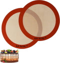 Round Silicone Baking Mats Set of 2,Silicone Mat for 9 Inch Cake Pan Pizza Pan,Non-Stick Reusable Heat Resistant Baking Sheets Liner for Cookies Rolling Pie Tortilla Bread & Pastry, Orange